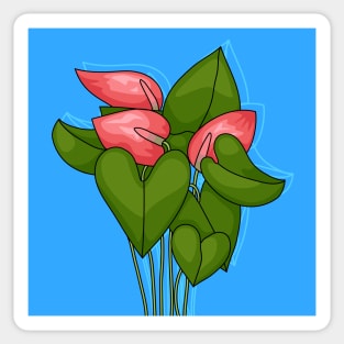 Pink Anthurium Plant Sticker